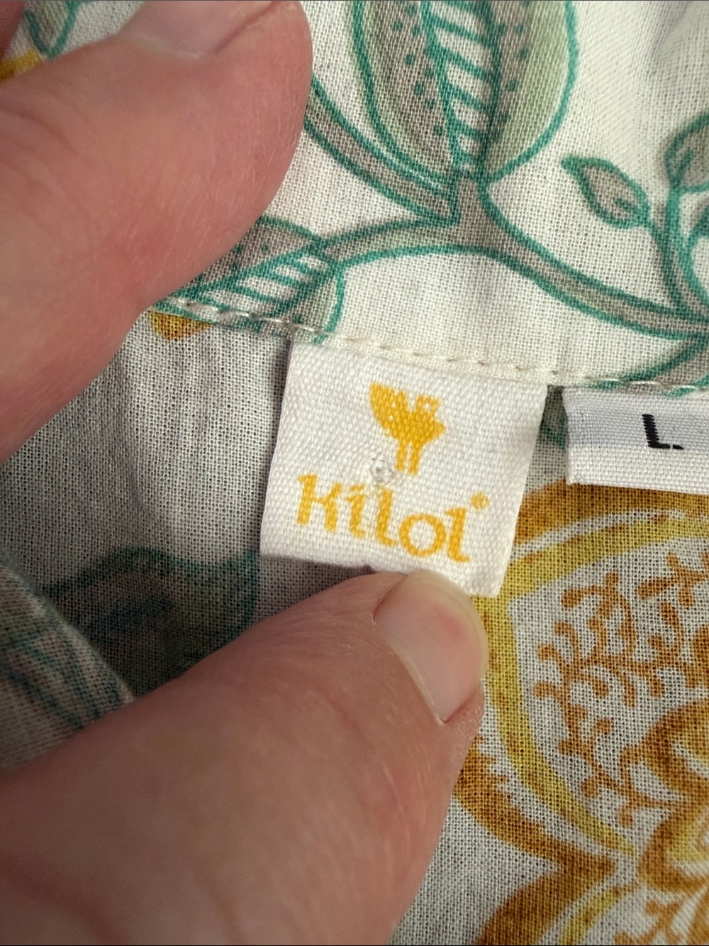 KILOL Floral Block Print Camp Shirt Button Down Cropped Large - Picture 9 of 10